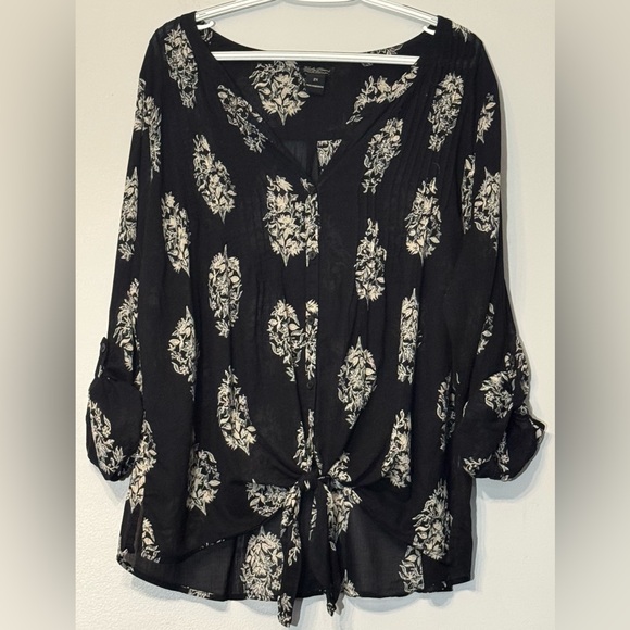 Lucky Brand Black Floral Women's Blouse  (Size: 2X) - Picture 4 of 9